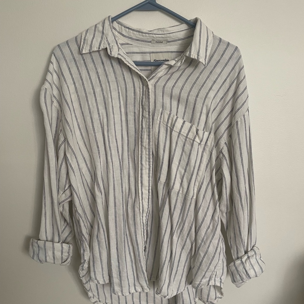 Abercrombie & Fitch Blue and White Striped Shirt